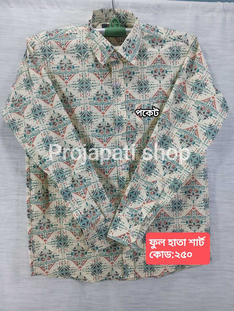 প্রিমিয়াম,আড়ং,কটন,ফুল,হাতা,শার্ট,Cod=250