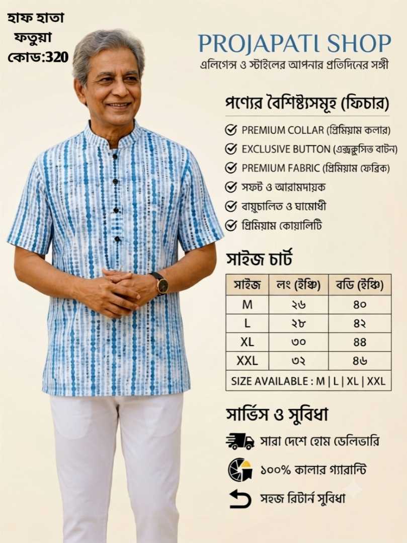 সুতি,হাফ,হাতা,ফতুয়া,কোড-৩২০