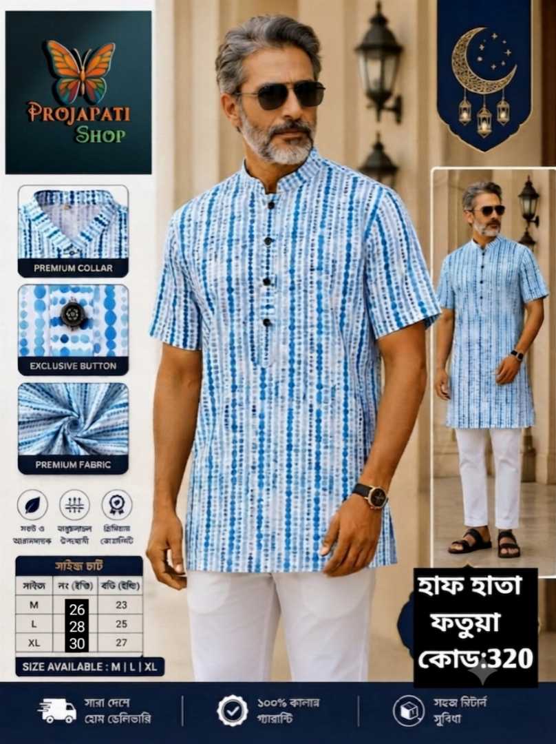 সুতি,হাফ,হাতা,ফতুয়া,কোড-৩২০