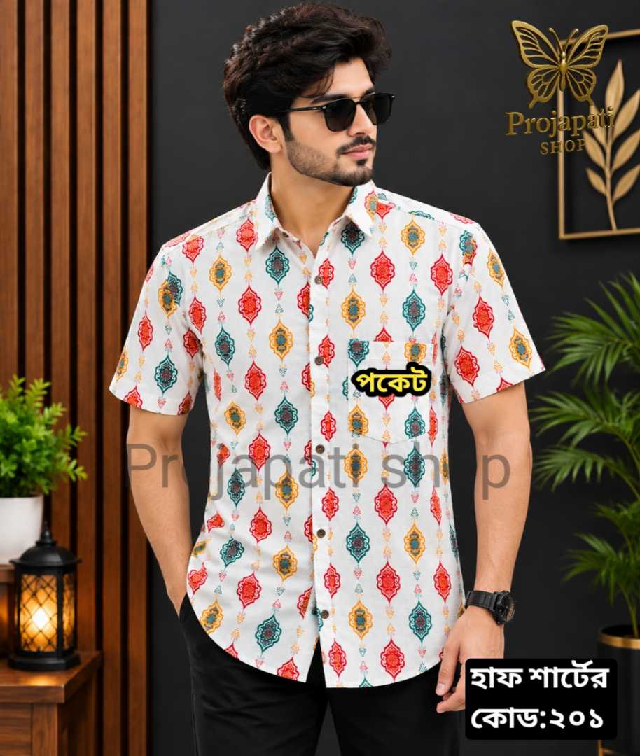 প্রিমিয়াম আড়ং কটন প্রিন্টের হাফ হাতা শার্ট কোড-201